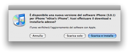 Aggiornamento Firmware iPhone: 3.0.1
