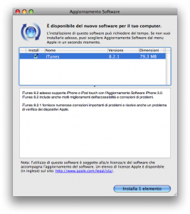 Aggiornamento per iTunes: versione 8.2.1