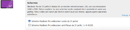 Apple: Display opachi disponibili per i Macbook Pro