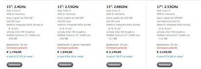 Nuovi Macbook Pro con CPU i5 e i7