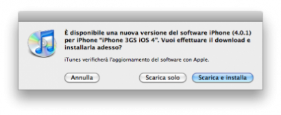 iPhone: rilasciato aggiornamento iOS 4.0.1 su iTunes